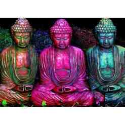 3 Buddhaer i flere farver - Diamond Paint