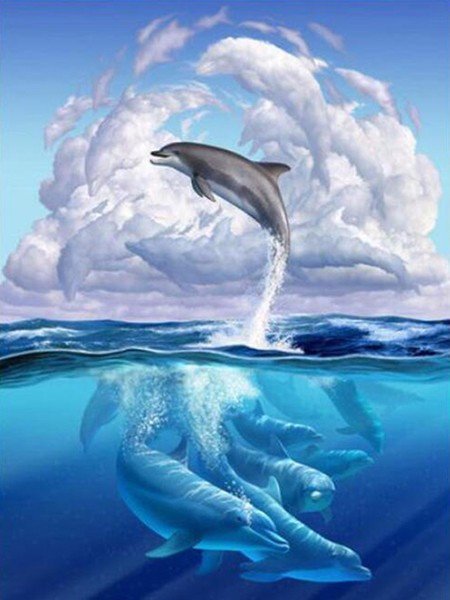 Diamond Painting - Delfiner i havet thumbnail