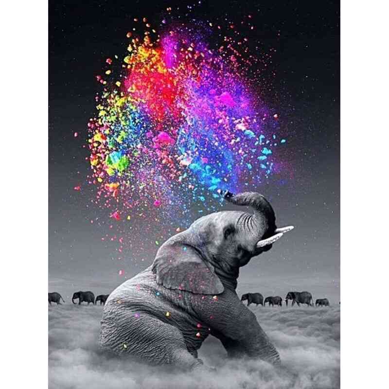 Elefant sprøjter farver - Diamond Paint