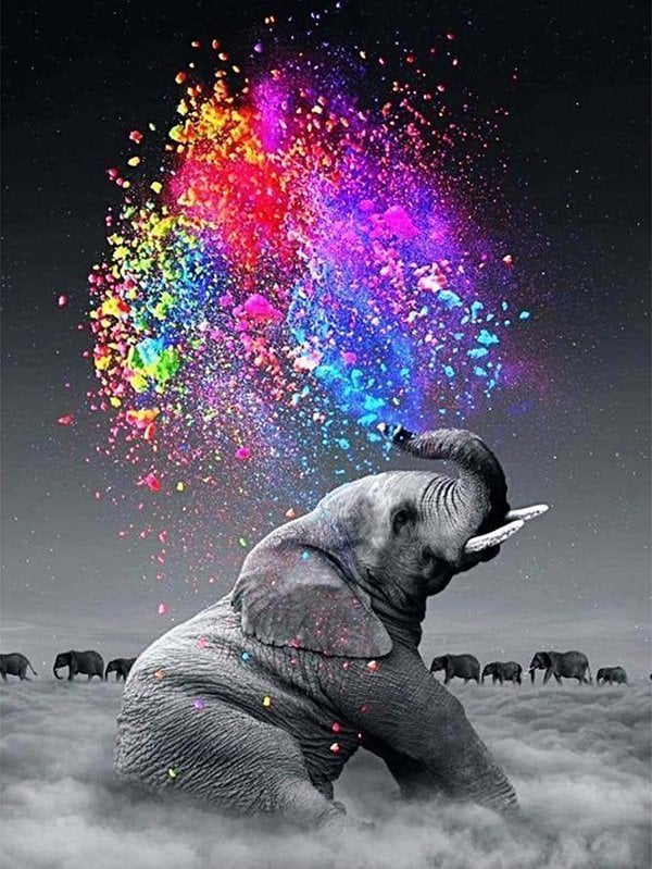Diamond Painting - Elefant sprøjter farver thumbnail