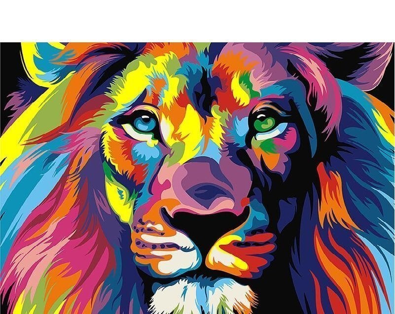 Diamond Painting - Løve i mange farver thumbnail