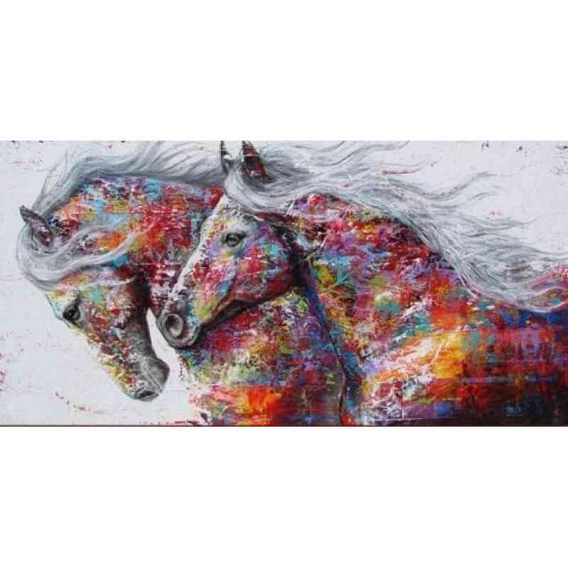 2 heste i mange farver - Diamond Paint