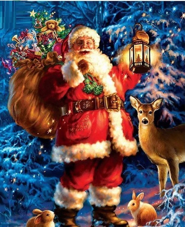 Julemand med sæk og rensdyr thumbnail