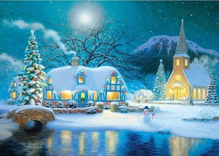 Julekirke med snemand thumbnail