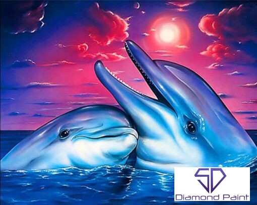 Diamond Painting - 2 forelskede delfiner thumbnail