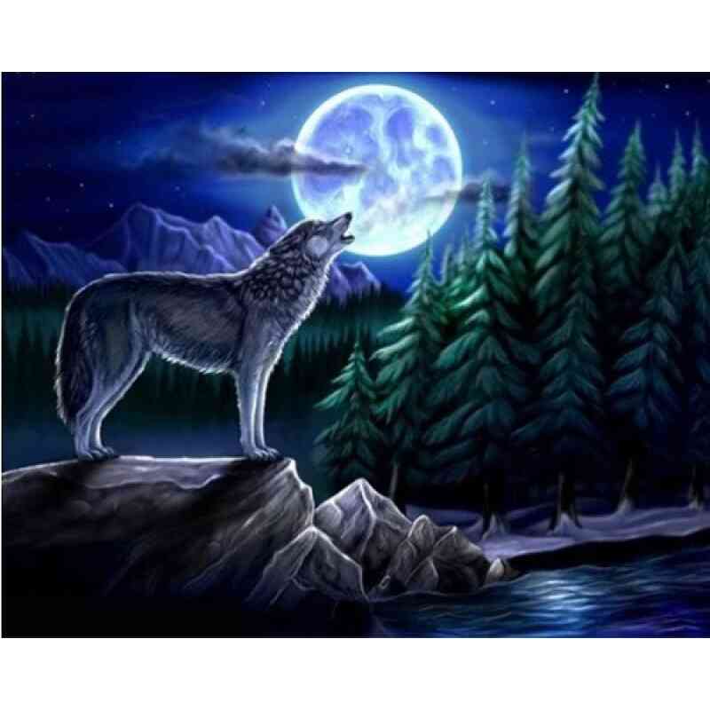 Hylende ulv - Diamond Paint
