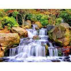 Vandfald i klippefyldt terræn - diamond paint