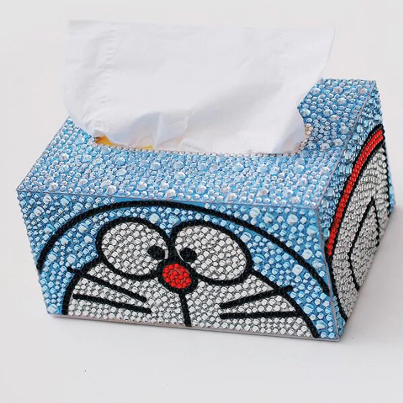 Diamond Painting - Blå servietboks med katteansigt thumbnail