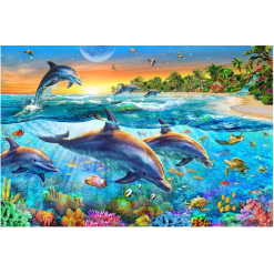 Delfiner i diamond paint