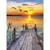 Solnedgang ved badebro i diamond paint