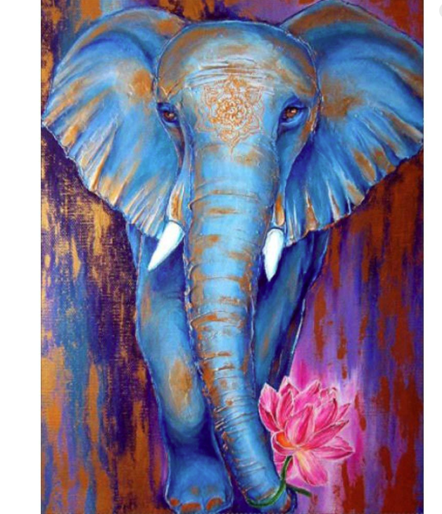 Diamond Painting - Blå elefant thumbnail