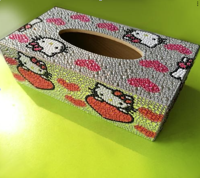 Diamond Painting - Servietboks med Hello Kitty (stor model) thumbnail