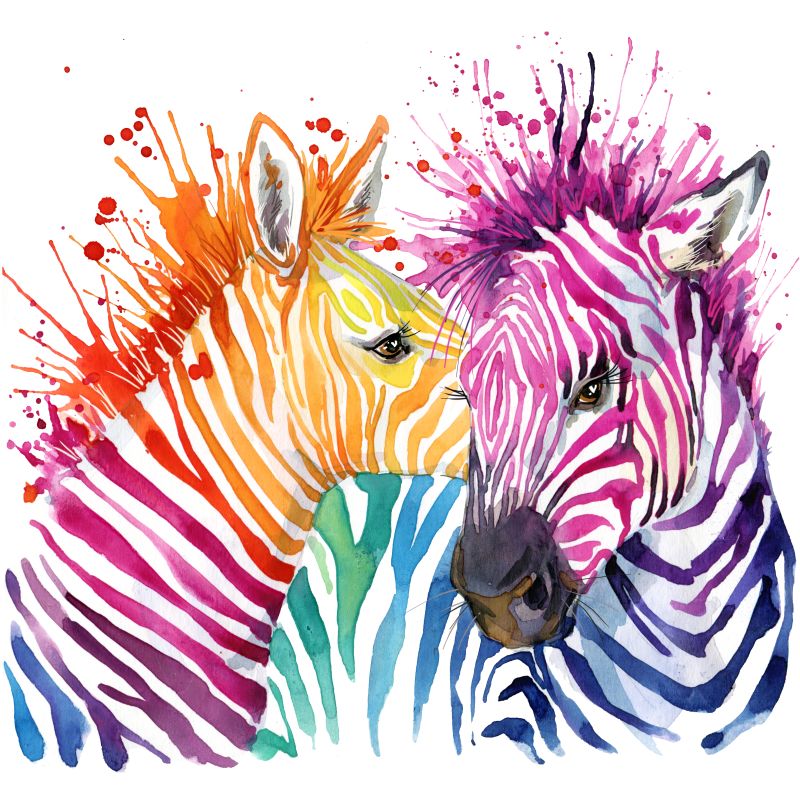 Diamond Painting - Farverige zebraer thumbnail