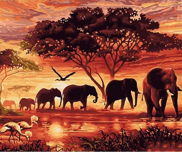 Diamond Painting - Elefanter på savannen thumbnail