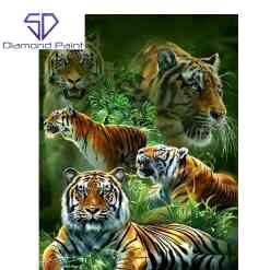 Flot gul tiger i diamond paint