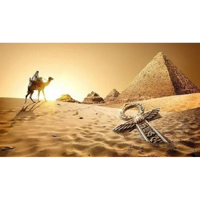 Kamel og pyramider