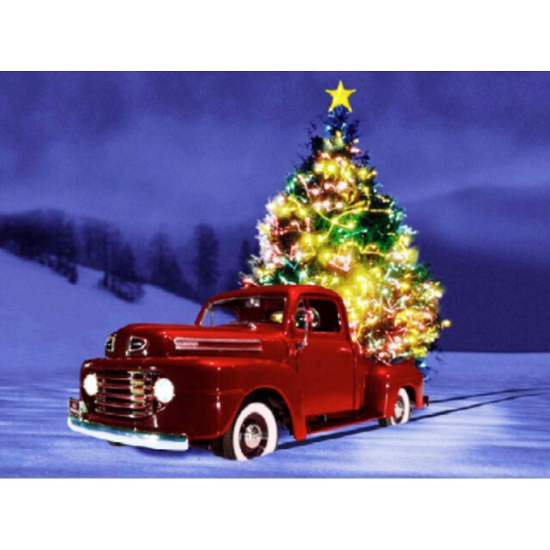Diamond Painting - Juletræ på rød bil thumbnail