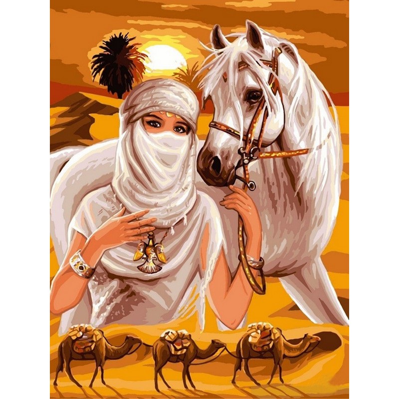 Beduinkvinde med hest