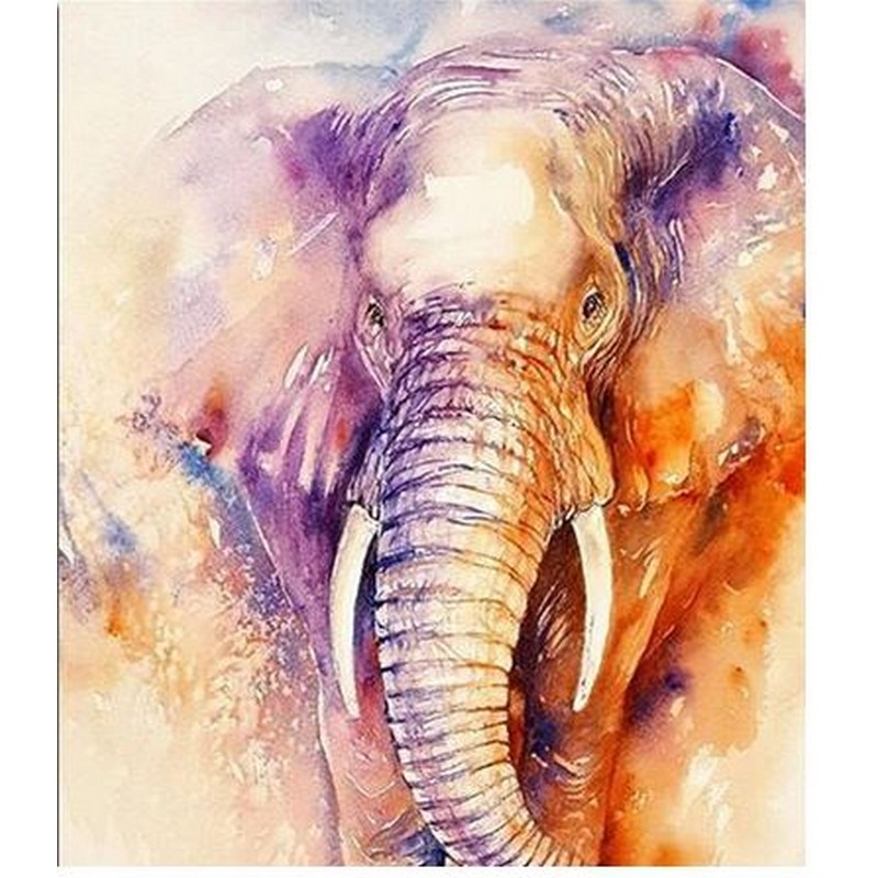 Diamond Painting - Flot elefant i lilla thumbnail