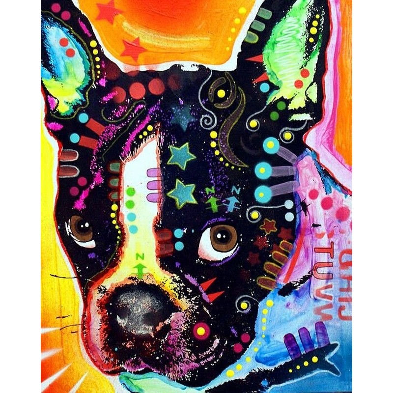 Diamond Painting - Hund med farver og symboler thumbnail