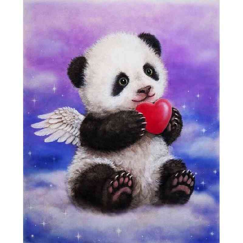 Panda med vinger i diamond paint