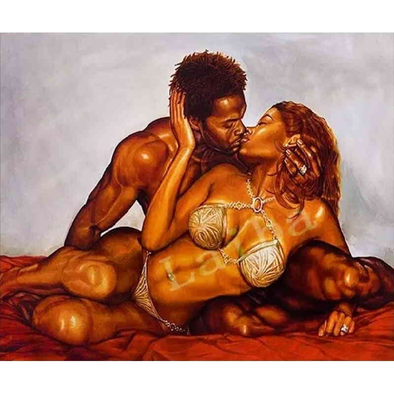 Mand kysser dame i diamond paint