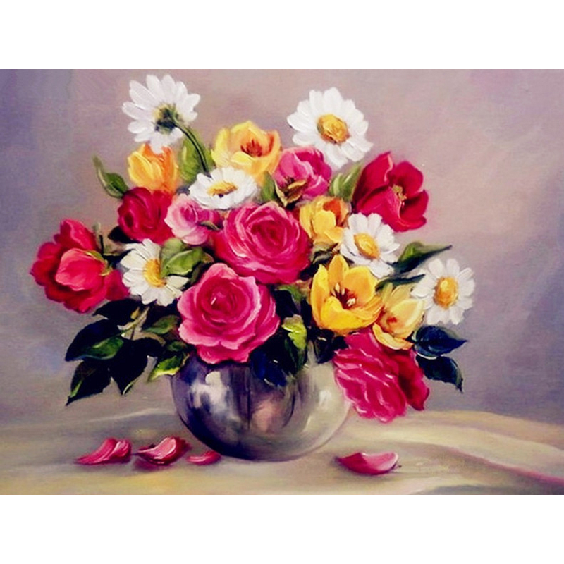 Diamond Painting - Smuk blomsterbuket i vase thumbnail