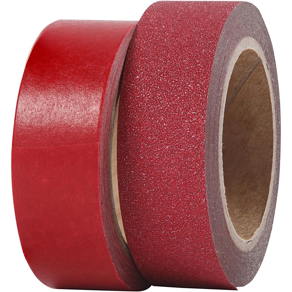 Washi-tape i rød og glimmer thumbnail
