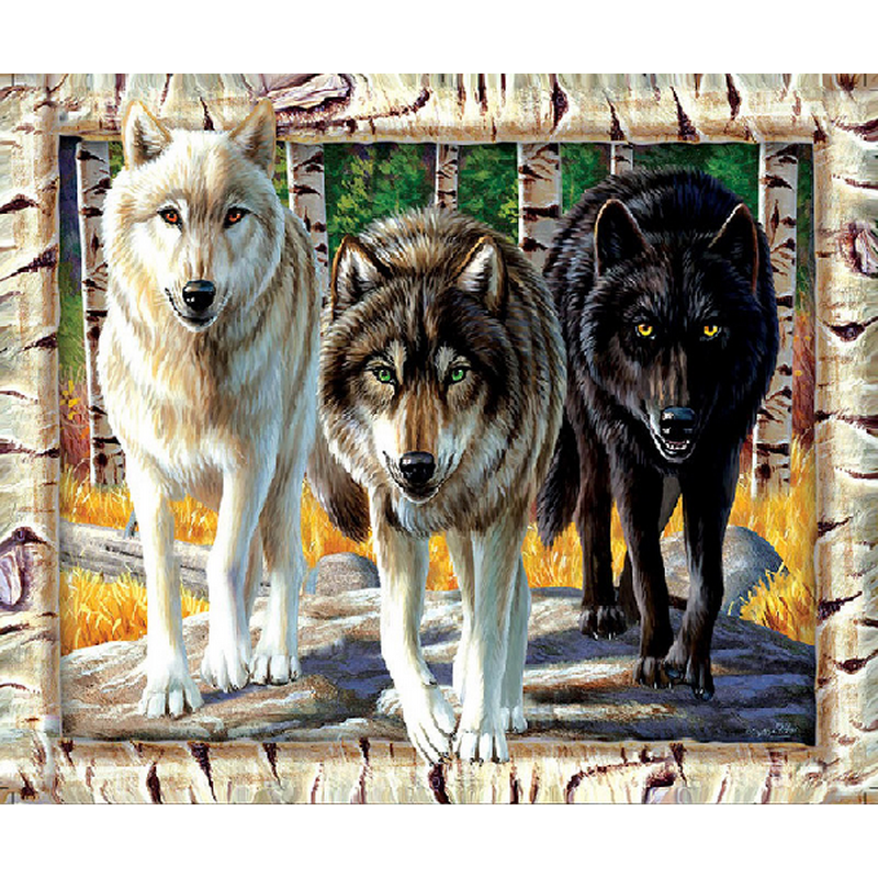 Diamond Painting - 3 ulve ud af billede thumbnail
