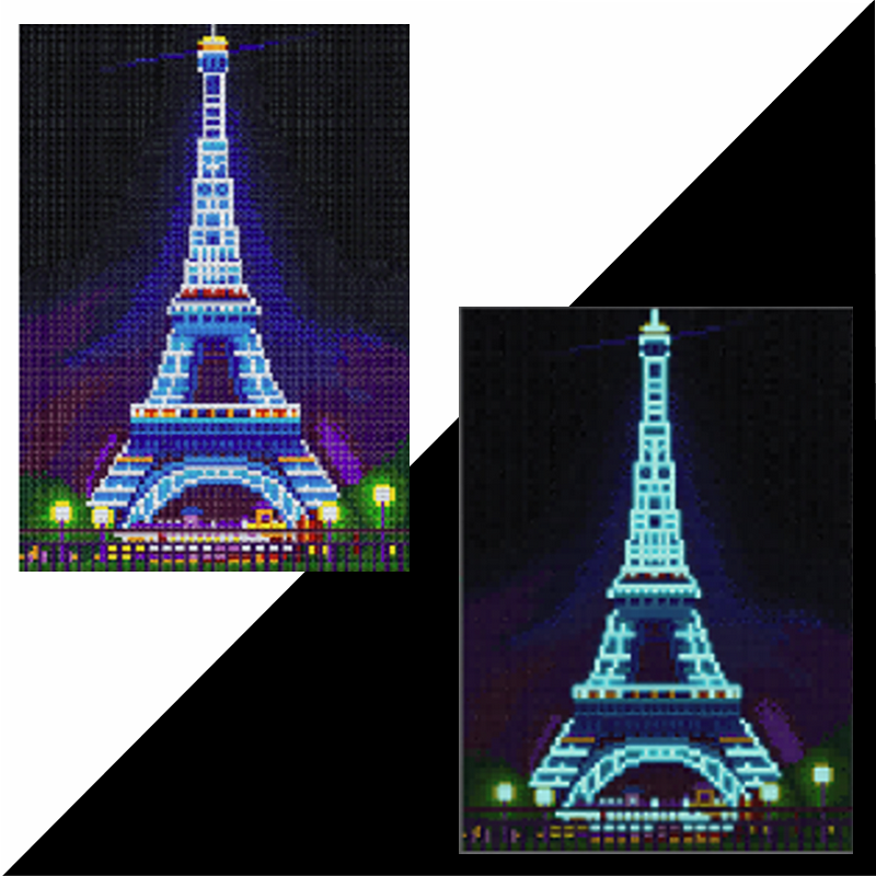 Eiffeltårnet med selvlysende diamond paint-diamanter thumbnail
