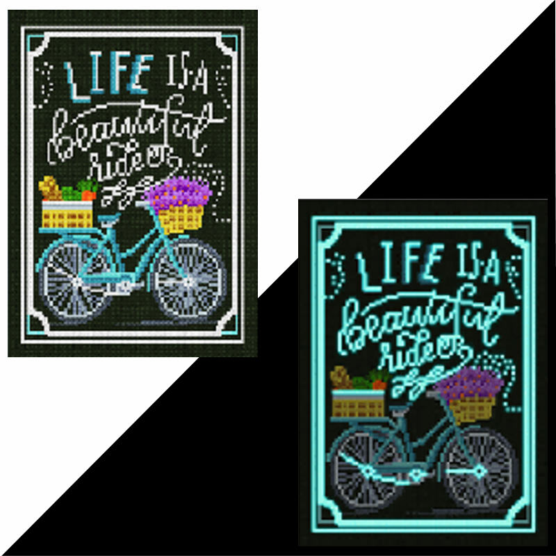 Life is a beautiful ride med selvlysende diamond paint-diamanter-3