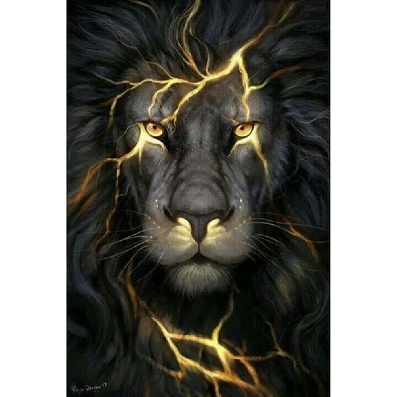 Diamond Painting - Løve med lyn thumbnail