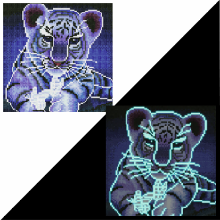 Tiger med selvlysende diamanter i diamond paint-3