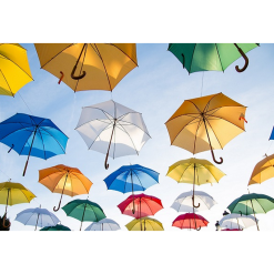 Flyvende paraplyer i diamond paint