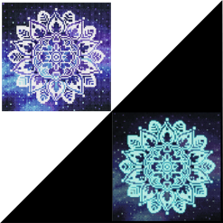 Mandala 5 med selvlysende diamanter i diamond paint