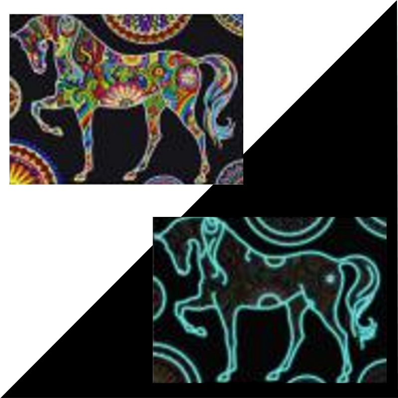 Diamond Painting - Farverig hest i selvlysende diamanter thumbnail