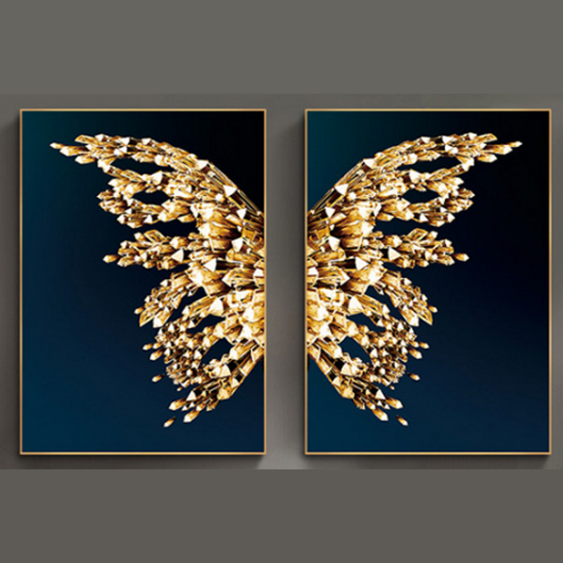 Guldsommerfugl 2-delt i Diamond Paint