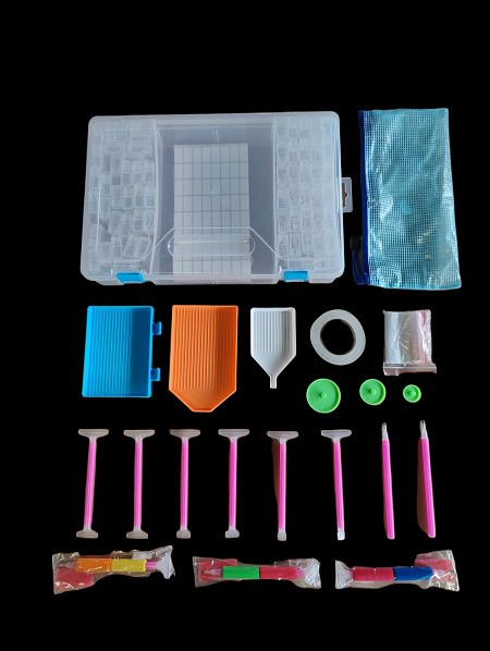 Diamond Painting - Værktøjssæt med opbevaringsboks og taske med udstyr - sæt 10 thumbnail