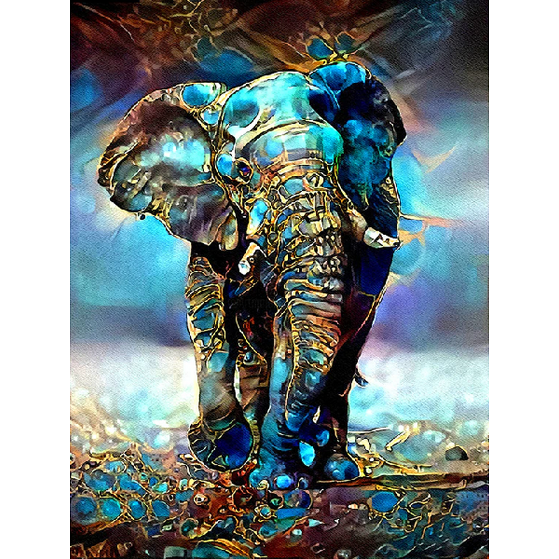 Diamond Painting - Dekorativ blå elefant thumbnail