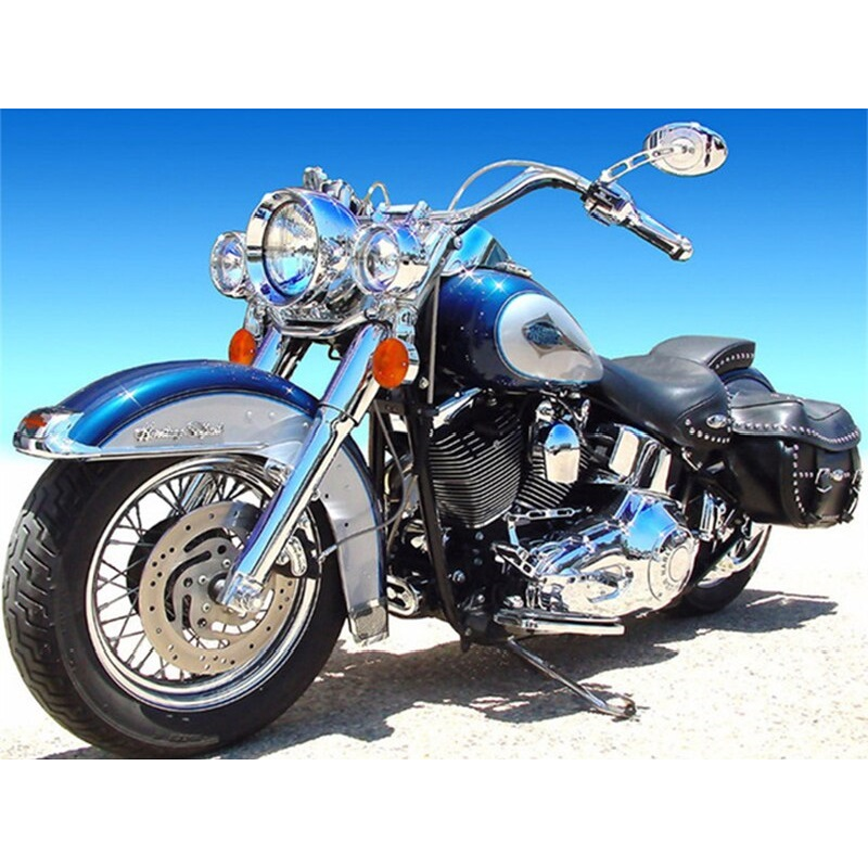 Blå Harley Davidson