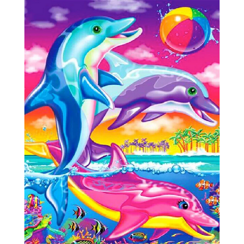 Farverige delfiner