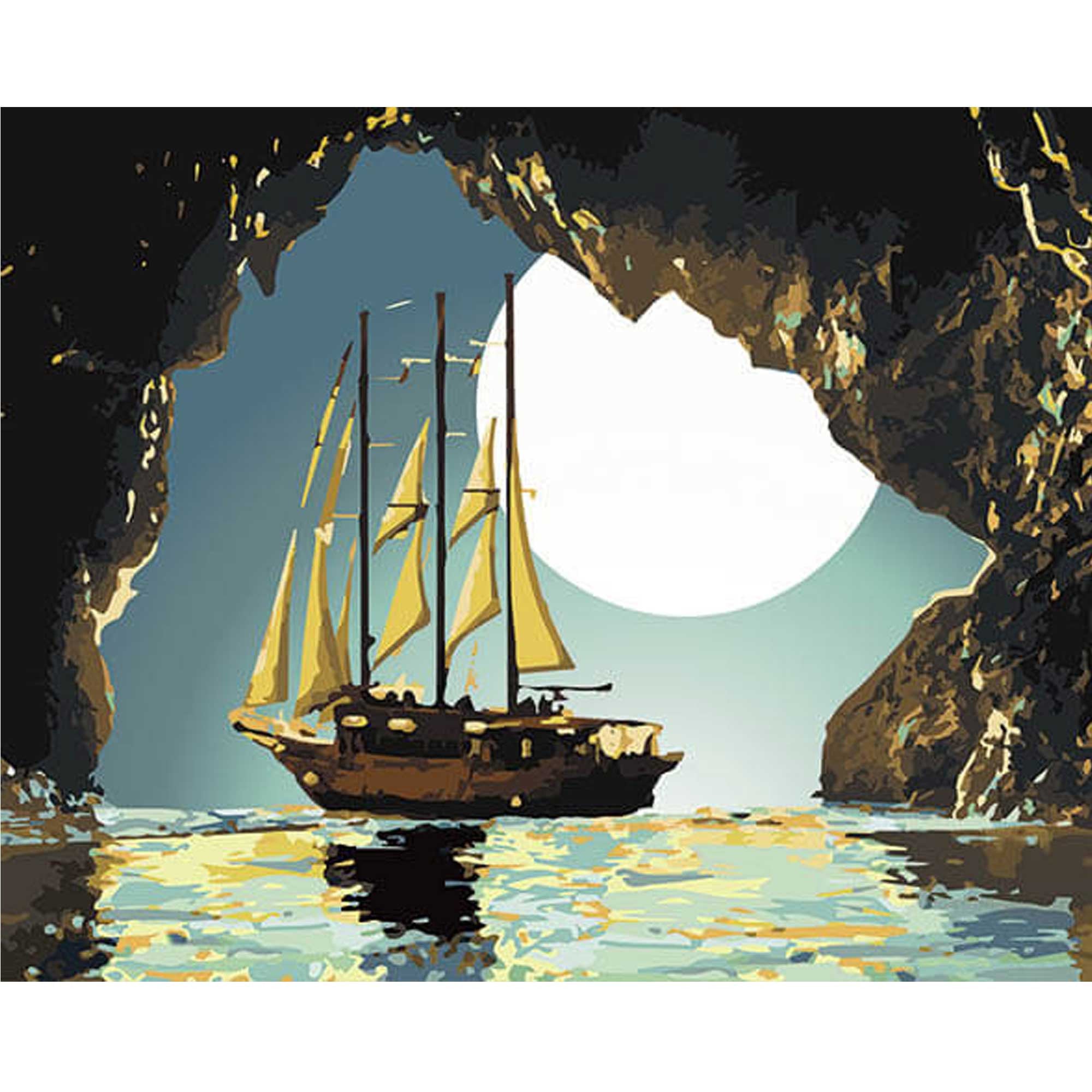 Diamond Painting - Midnight Ship - på ramme thumbnail