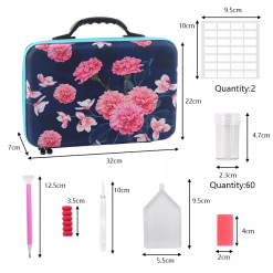 Opbevaringstaske med 60 bøtter - mørkblomstret