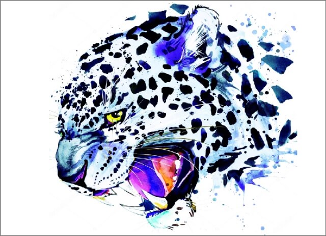 Diamond Painting - Brølende sneleopard - på ramme thumbnail