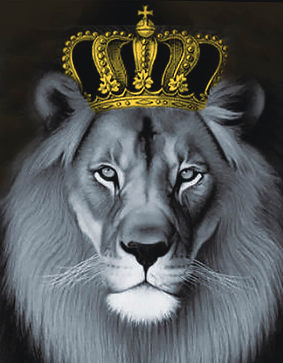 Diamond Painting - Løve med krone - på ramme thumbnail
