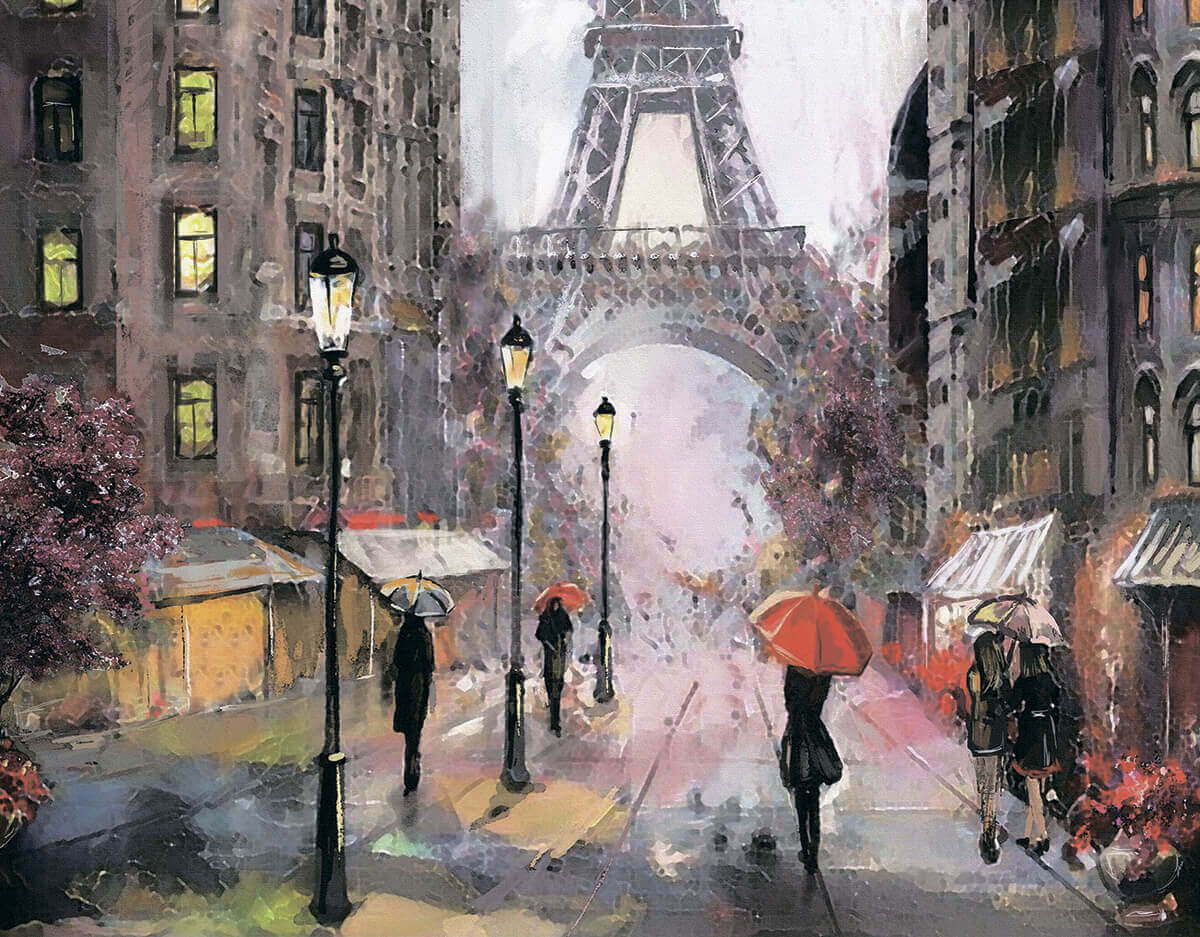 Diamond Painting - Paris i regnen - på ramme thumbnail