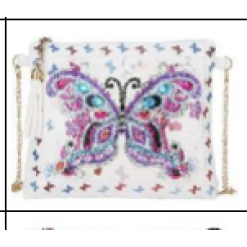 Taske - hvid med lilla sommerfugl - diamond paint