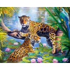 2 leoparder og papegøje i diamond paint