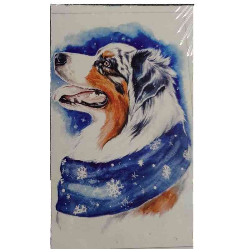 Hund med tørklæde - på ramme - i diamond paint