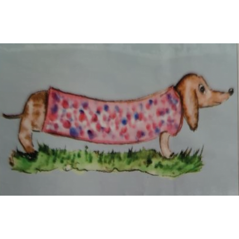 Diamond Painting - Gravhund med lyserød trøje thumbnail